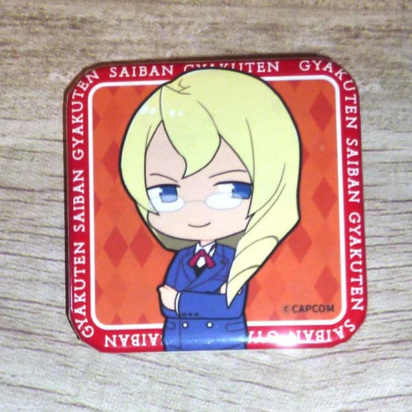 逆転裁判画廊　牙琉霧人　 缶バッジ 　スクエアバッジ　逆転裁判