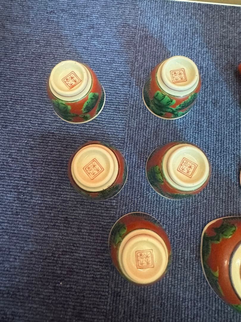 1899 九谷焼 木米 茶器セット　宝瓶1客　湯冷し1客　湯呑5客　未使用