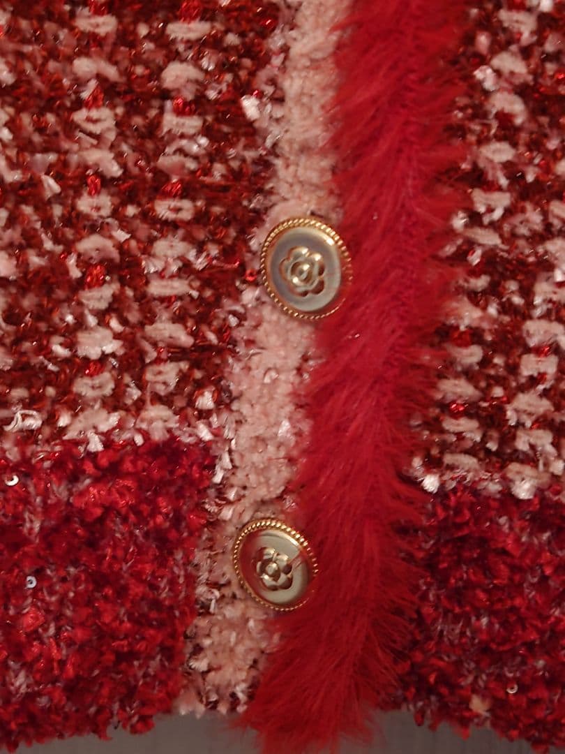 LILY BROWN＆MARY QUANT ツイードニットジャケット　レッド