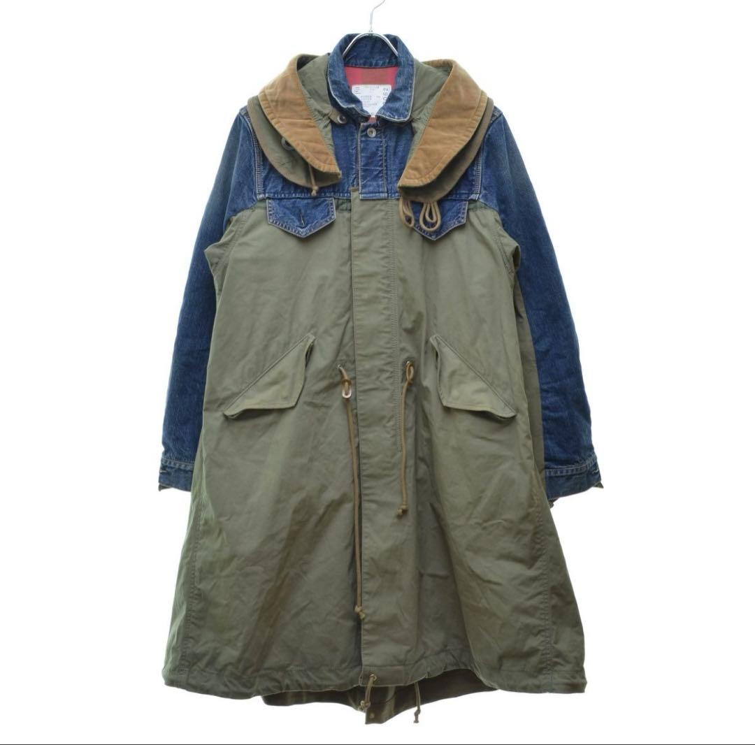 【sacai 大人気／デニム ドッキング モッズコート・サイズ3】