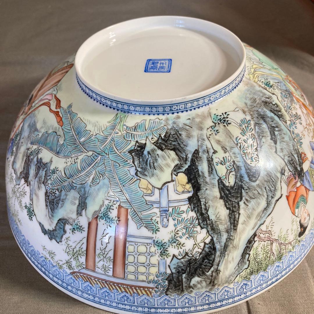【景徳鎮製】景徳鎮の伝統　中国の名窯　乾隆年製　錦宮廷女官図　極薄胎　大鉢