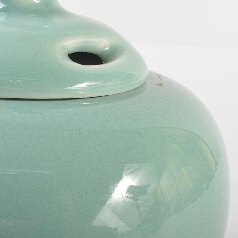 茶道具　板谷波山作　青磁　三足香爐　共布共箱　M　R6770