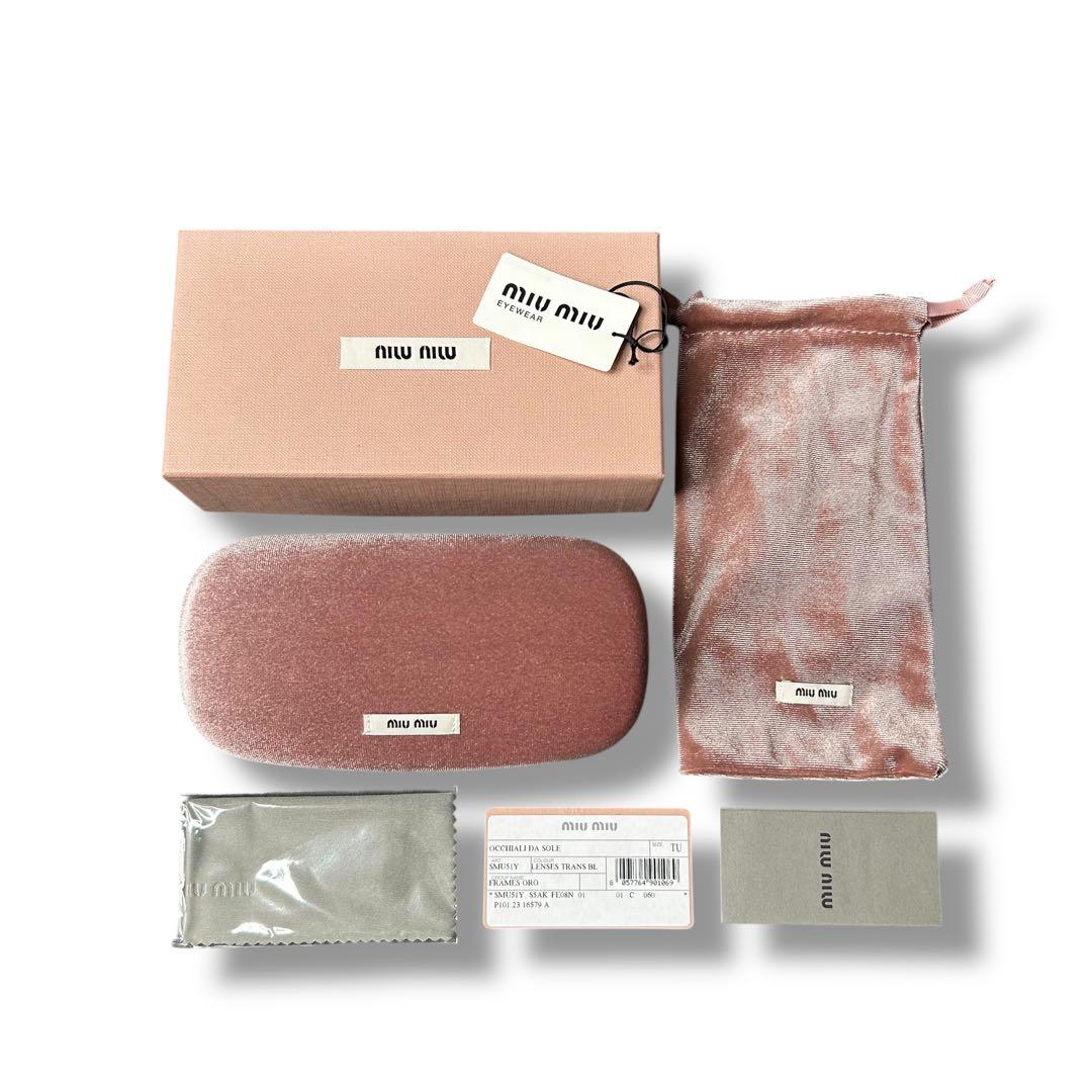 美品 MIUMIU ロゴ メタル サングラス メガネ 眼鏡 現行 スクエア ロゴ