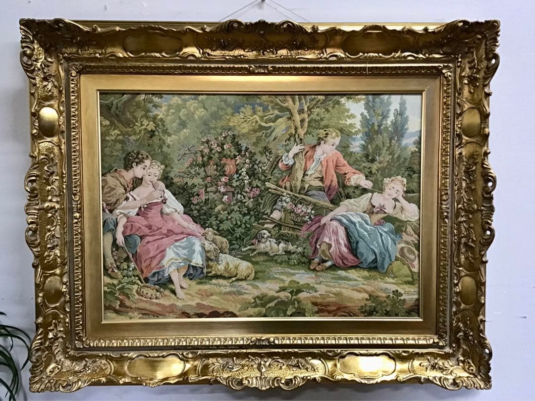 管178☆イタリア製☆ゴブラン織☆額絵☆大型