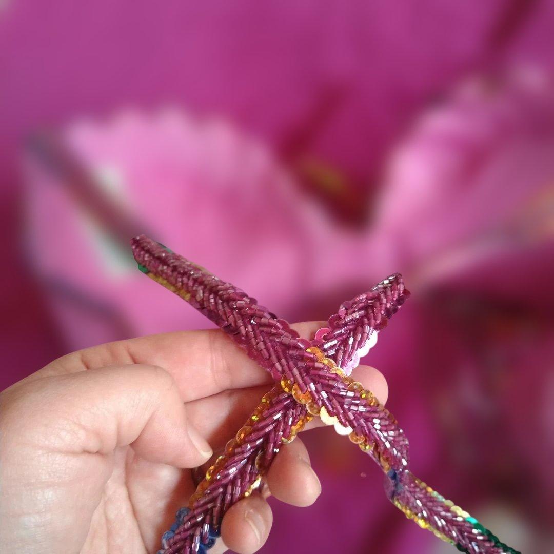 トルコ製高級ベリーダンス衣装　フルセット 紫オレンジ系　SAN EL MODA