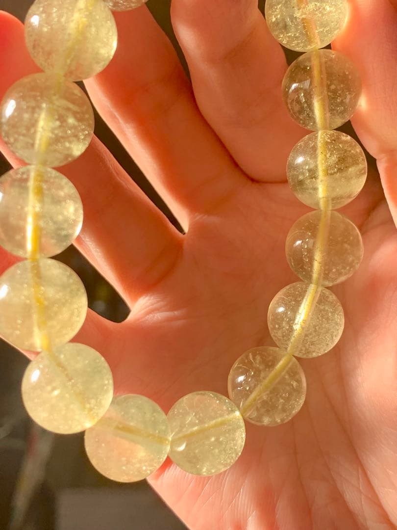 最高品質リビアングラス丸玉ブレスレット　大玉ブレス　隕石パワーストーン　化石標本