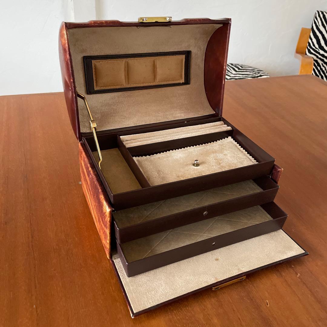 アンティーク　ジュエリーボックス　アクセサリー　収納　レザー　本革　ヴィンテージ