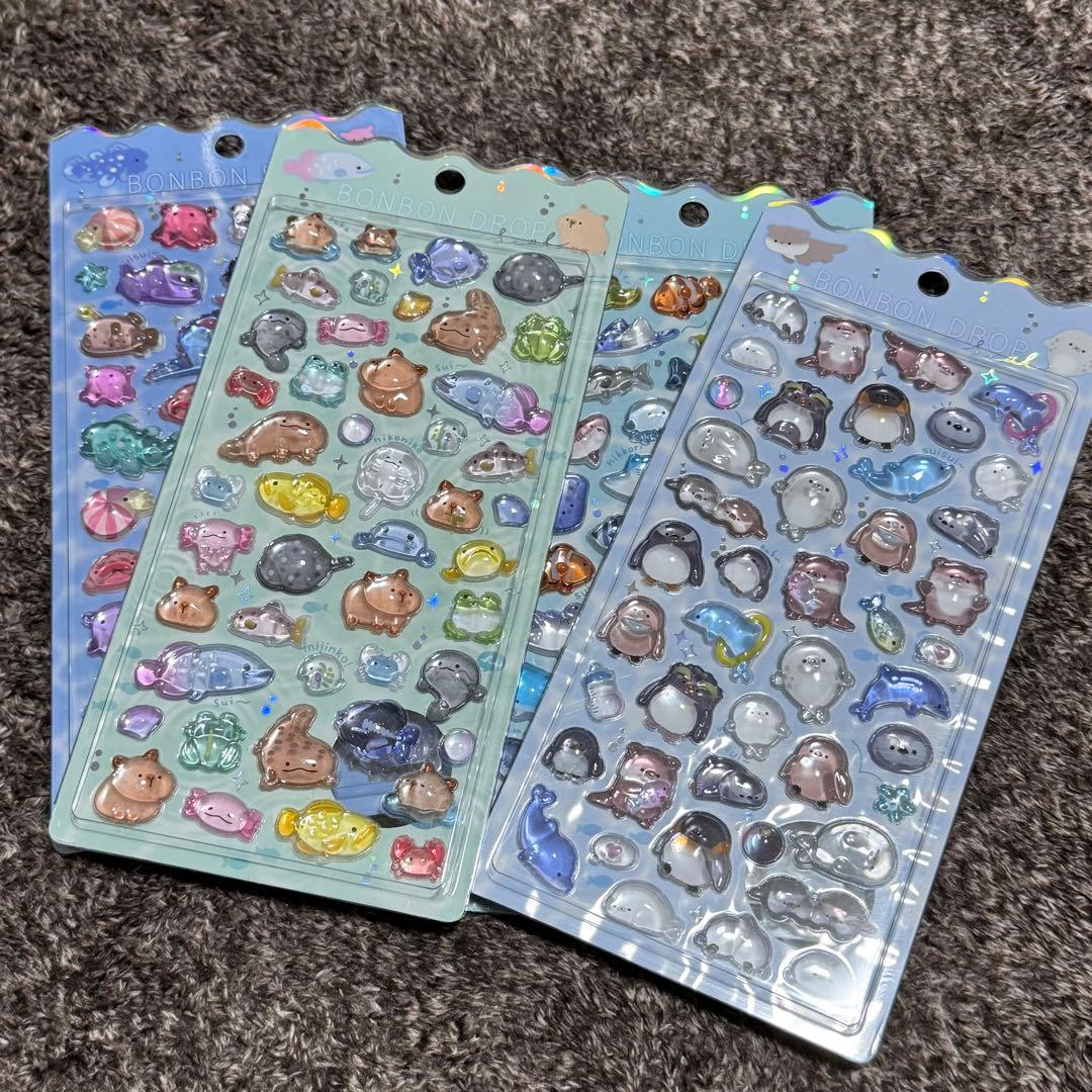【限定品】水族館 ボンボンドロップ シール 4点セット