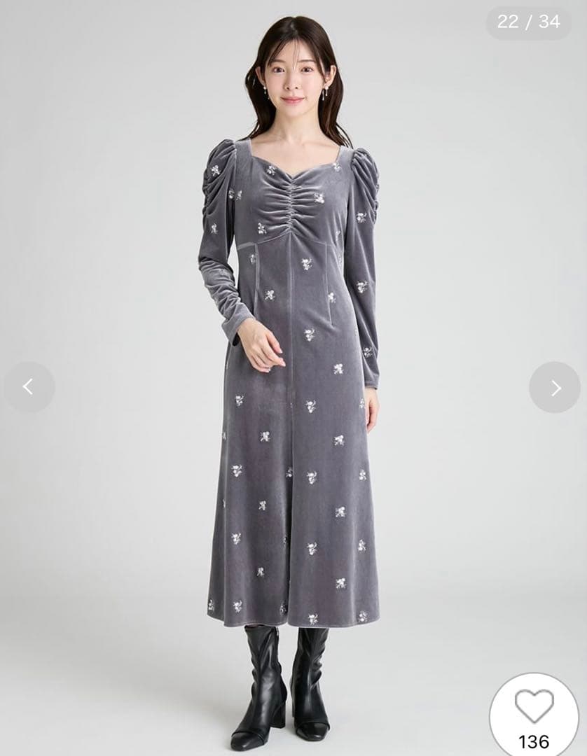 ⭐︎値下げ希望者1時間限定価格⭐︎ネット完売【CELFORD】刺繍ベロアワンピース