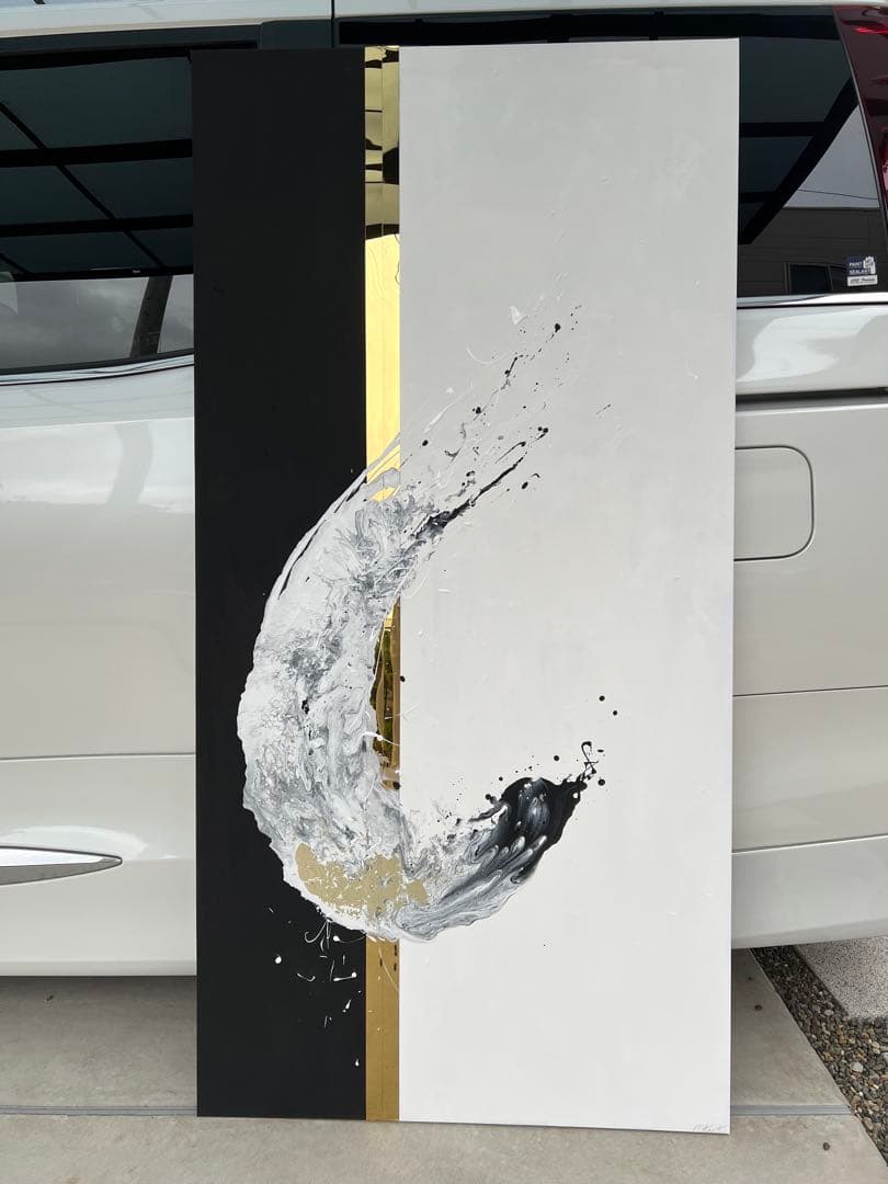 原画/大きい/絵画/アート/抽象画/モダン/ホテル/ブラック/ホワイト/ゴールド