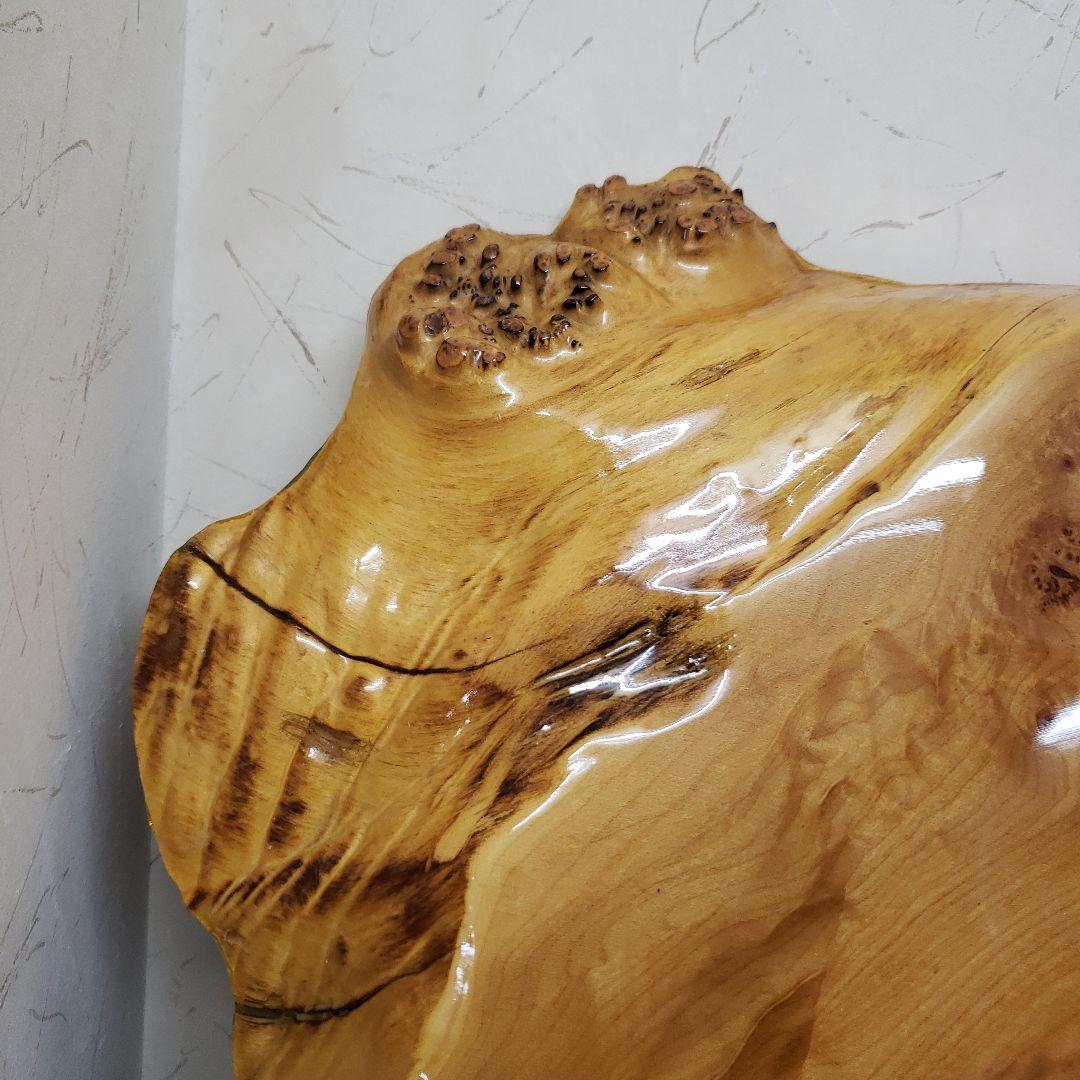 蔵出し特価花梨こぶ玉杢花台　木製円形テーブル ５８×４２×５cm