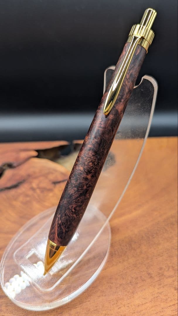 587 極上　ホンジュラスローズウッド瘤杢　木軸シャーペン　ボールペン