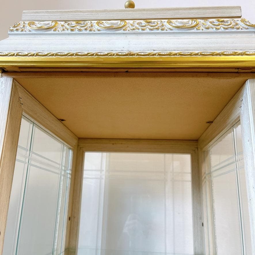 【イタリア製】金彩装飾 キュリオケース ガラスキャビネット アンティーク調