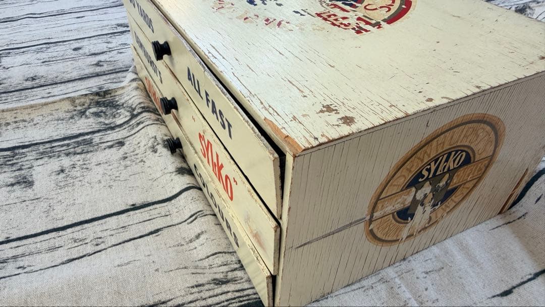 海外アンティーク DEWHURST’S SYLKO 木製3段引き出し仕切り収納