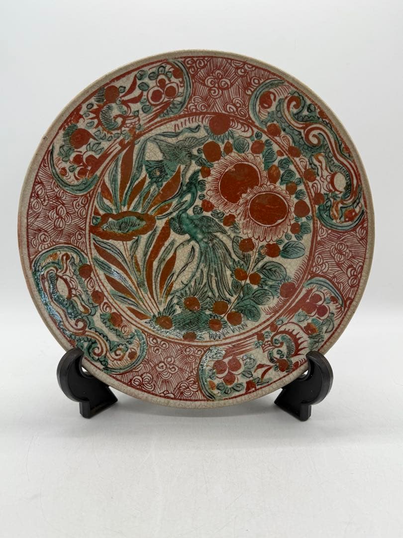 古犬山　孔雀紋大皿　アンティーク　送料込み250702