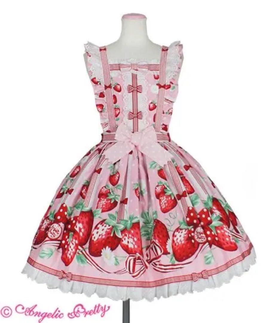 angelic pretty摘みたていちごエプロン風スカート　ピンク