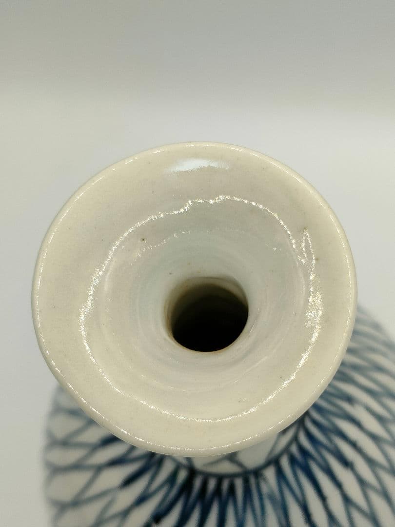 骨董　伊万里　染付　網文　徳利　一輪挿し