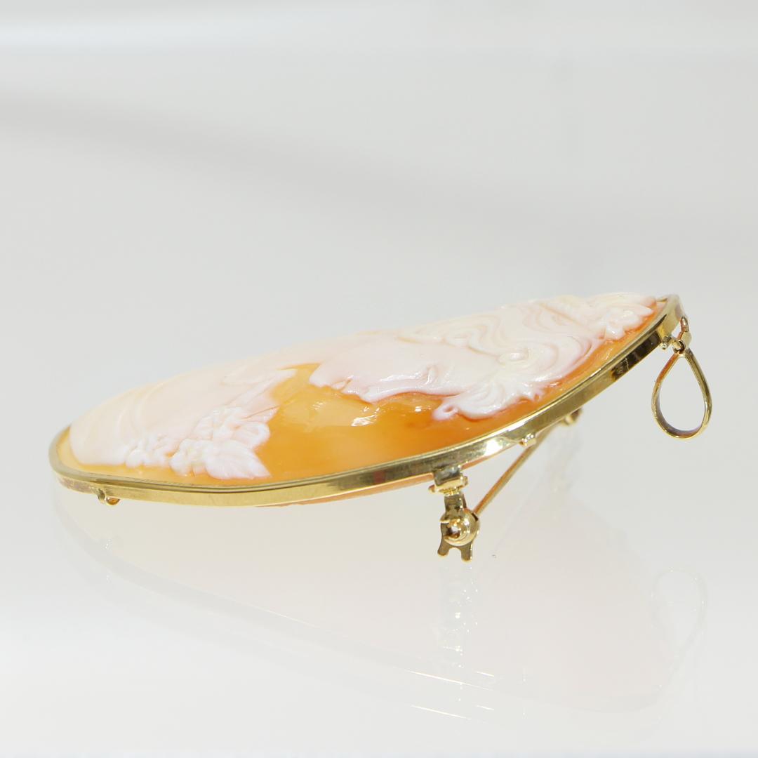 K18YG 　シェル　カメオ　ブローチ　ペンダント　新品