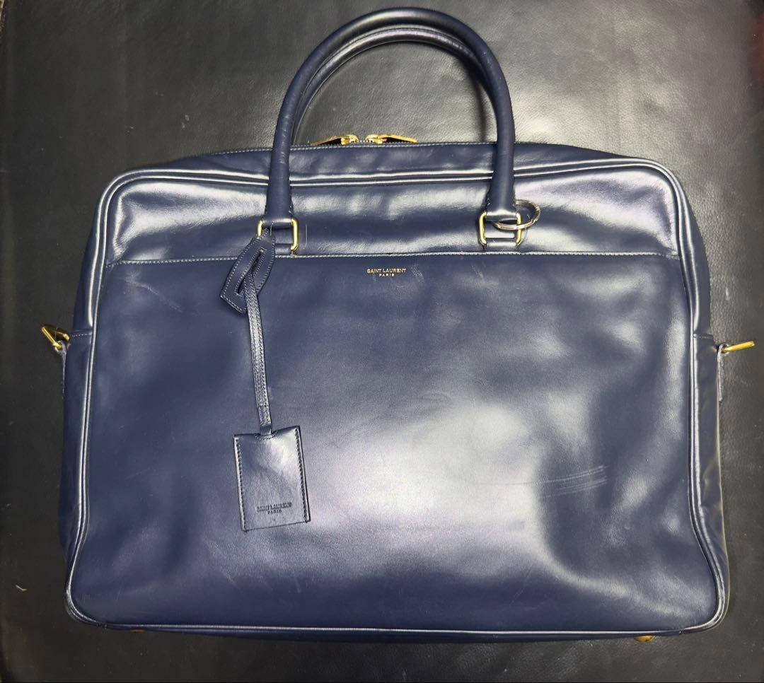 SAINT LAURENT ネイビー ビジネスバッグ