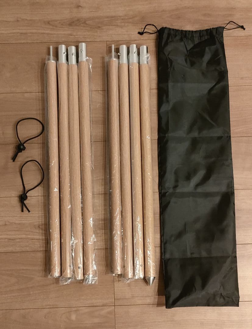 新品！お買い得！木目調アルミ製ポール（2本組×2セット）