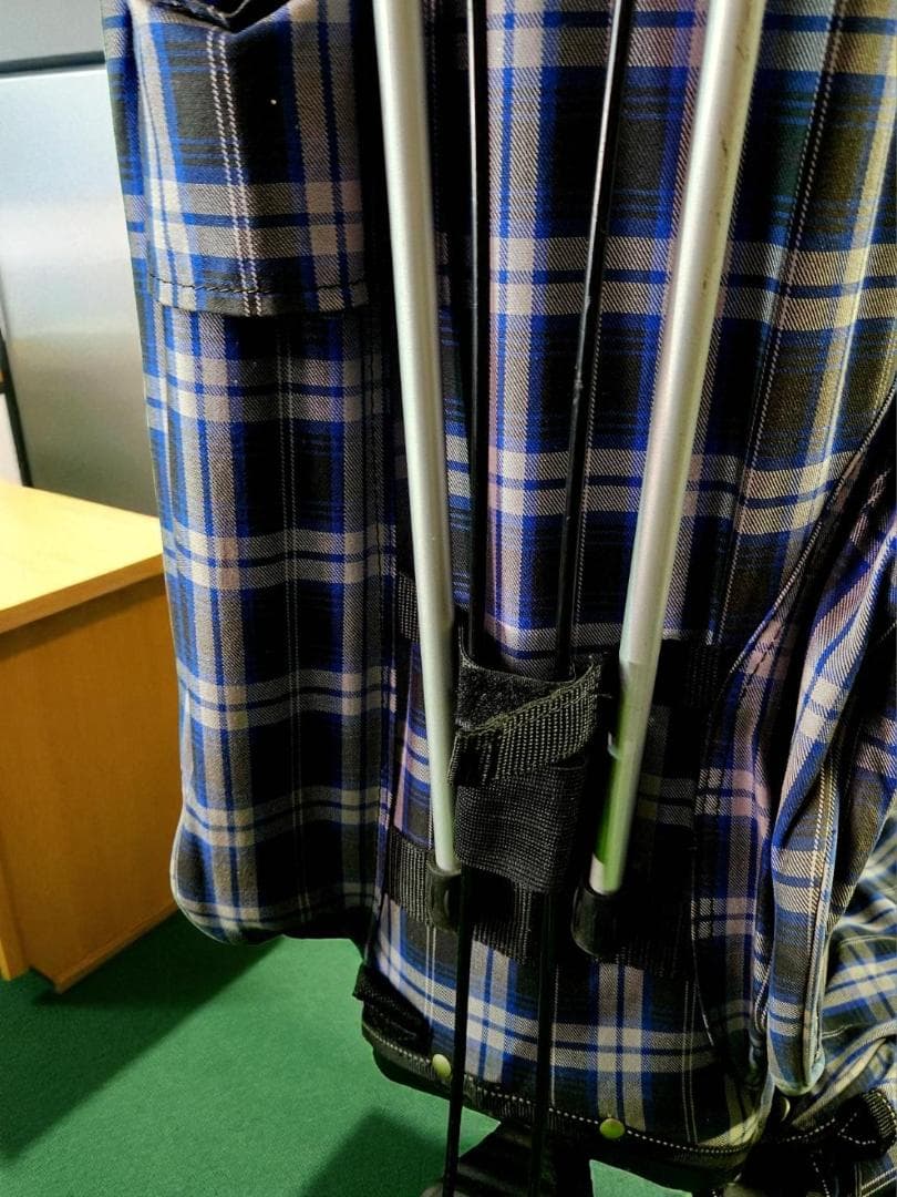 送料無料/美品　Admiral チェック柄スタンド式キャディバッグNAVY
