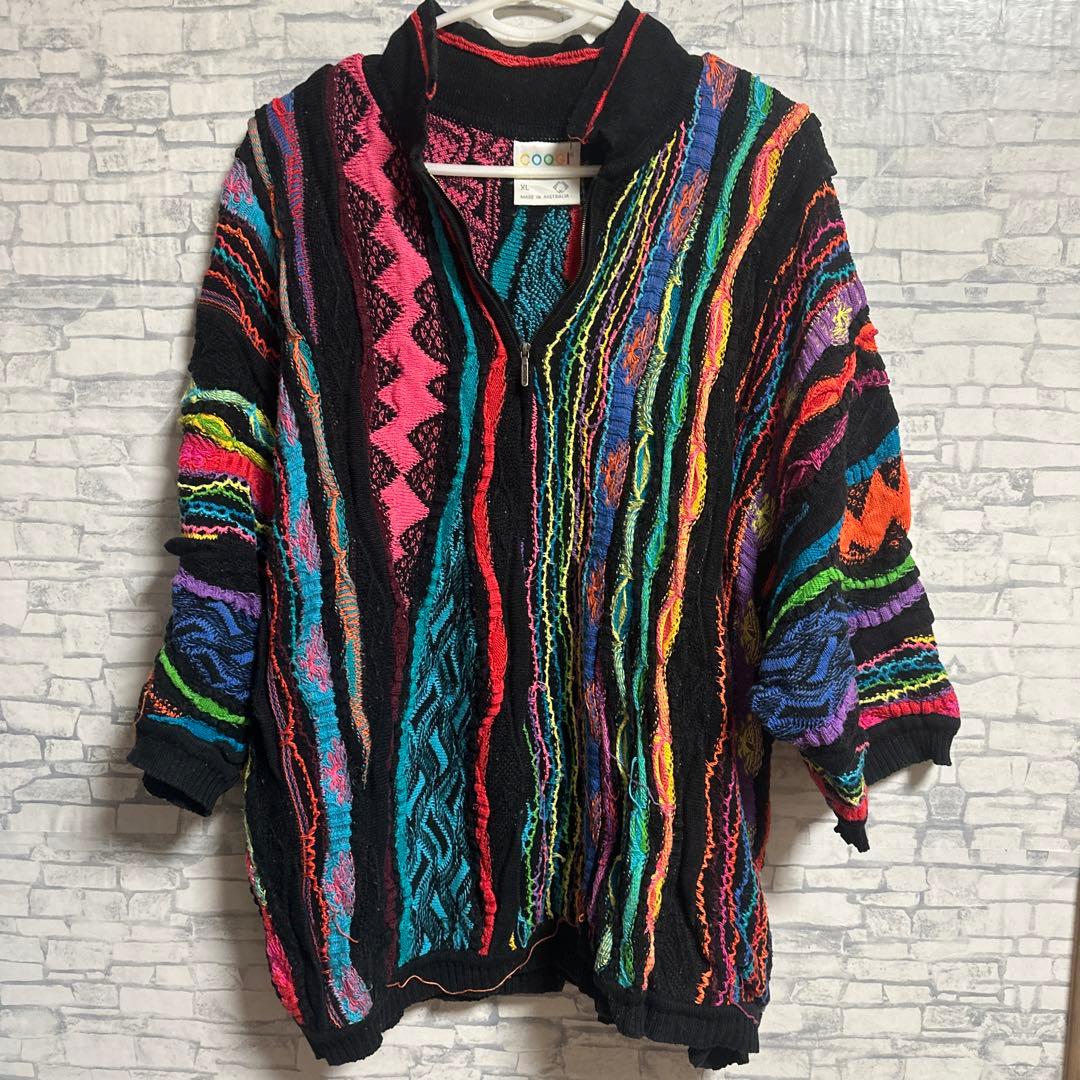 COOGI 3Dニット ハーフジップ XL 豪州製　オーストラリア　一点物