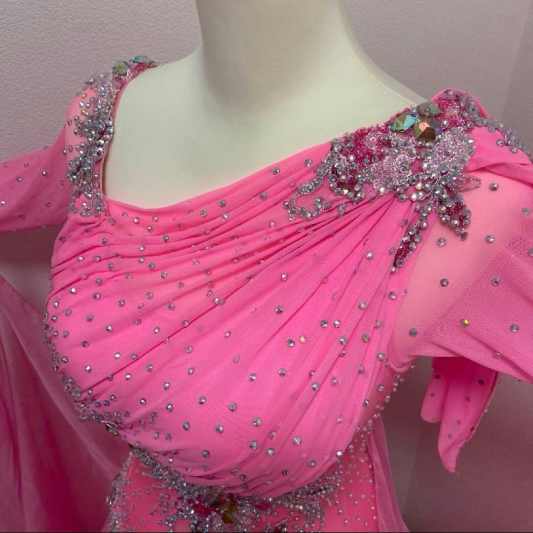 【美品】社交ダンスドレス ピンク チョーカー付　9号
