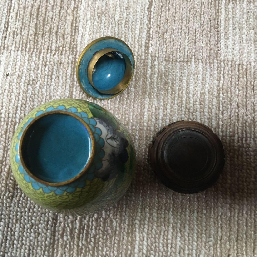 七宝焼　飾り壺　台付き
