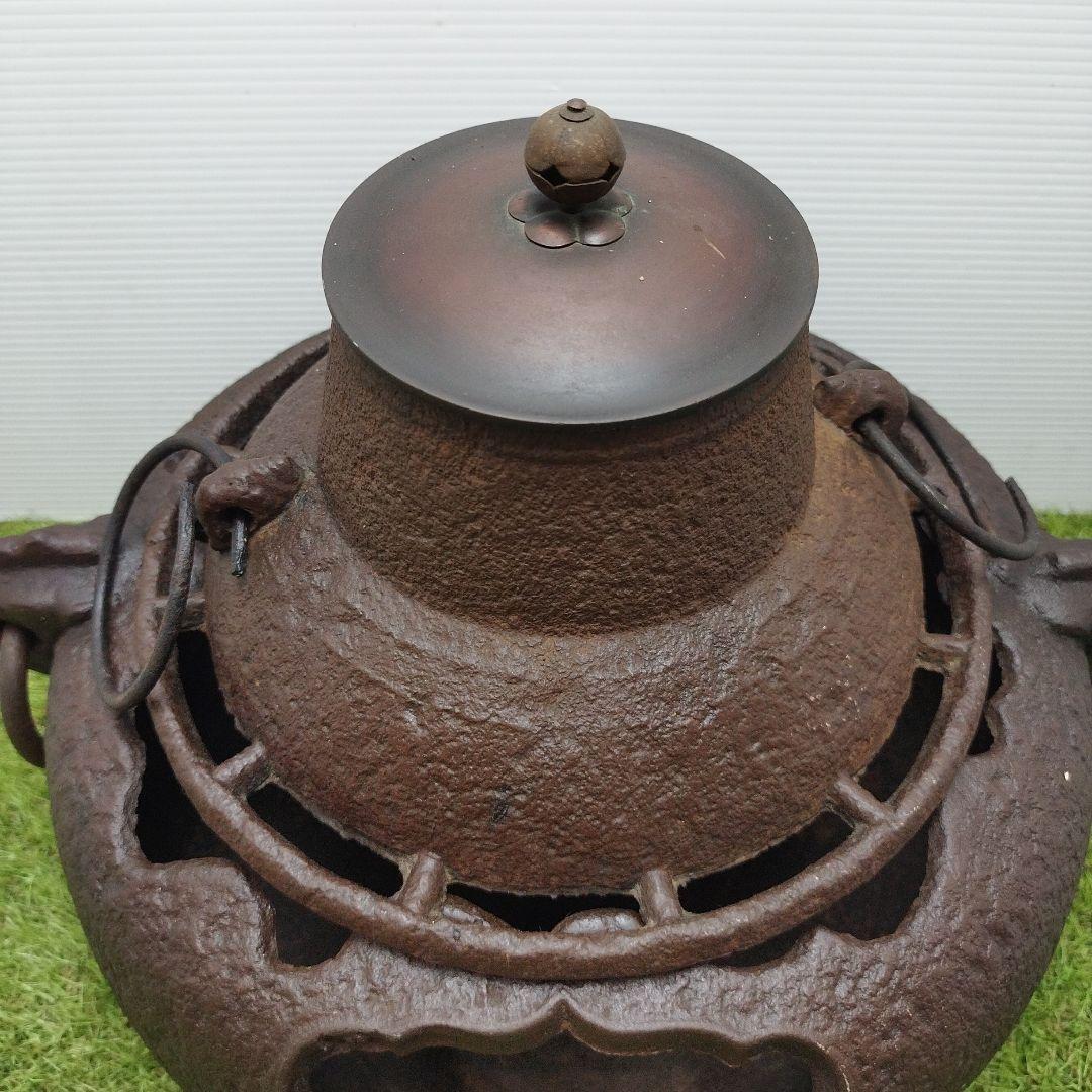 骨董品 南部鉄器 風炉 風炉釜 茶道具 煎茶道具 車軸釜 火鉢