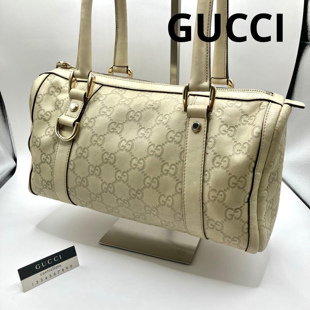 GUCCI グッチ ミニボストンバッグ ハンドバッグ グッチシマ アイボリー