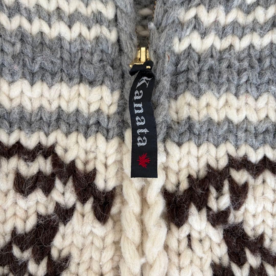 KANATA カナタ カウチン ニットジャケット イーグル ダブルジップ ウール