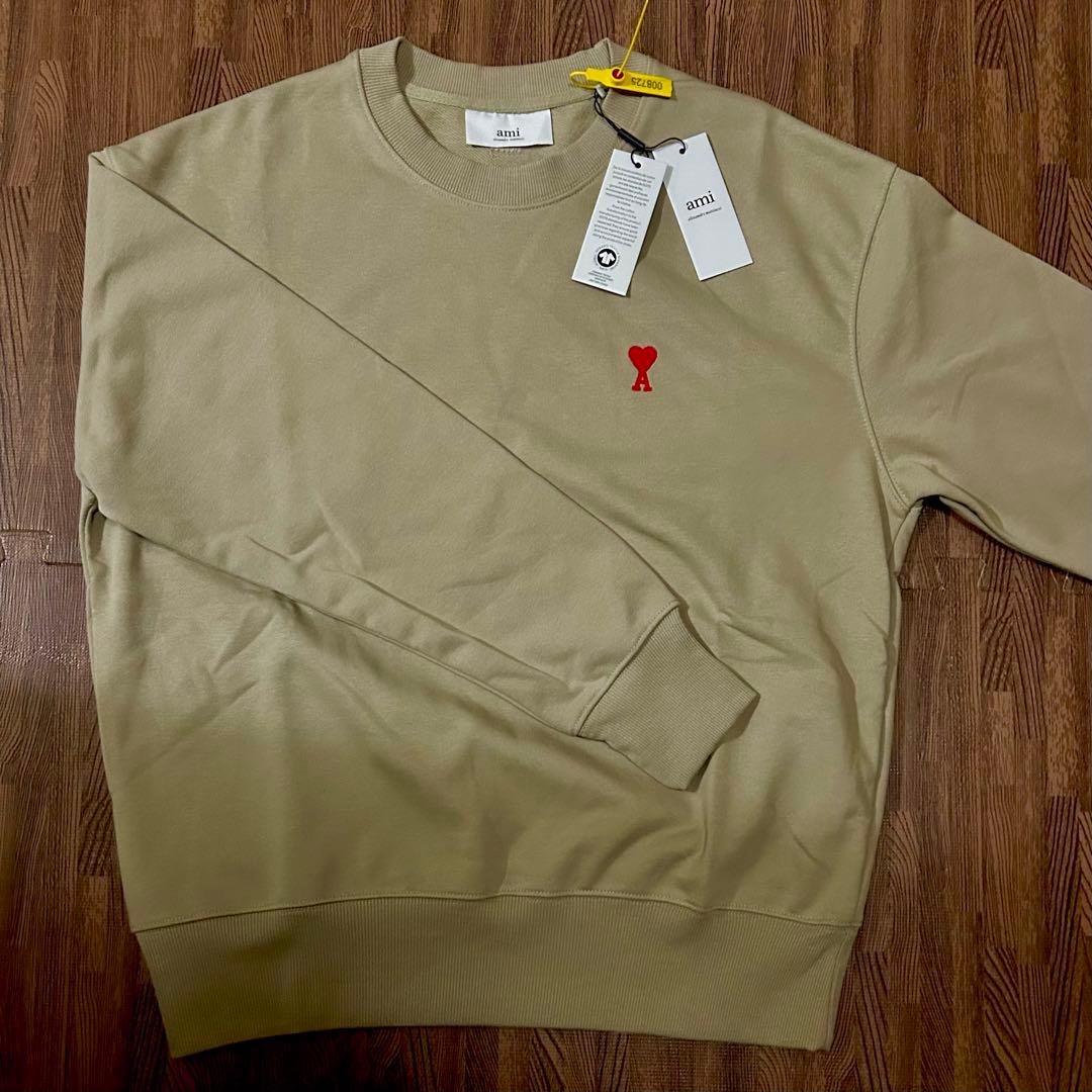 【限定特価】ami スウェット ハート刺繍 カーキ・ベージュ ニット