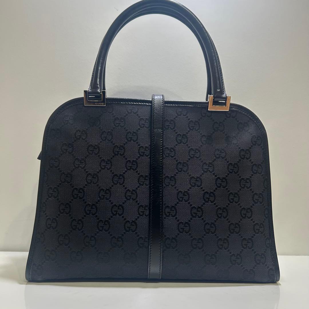 GUCCI グッチ ハンドバッグ キャンバス ジャッキー 金具 保存袋付き 黒