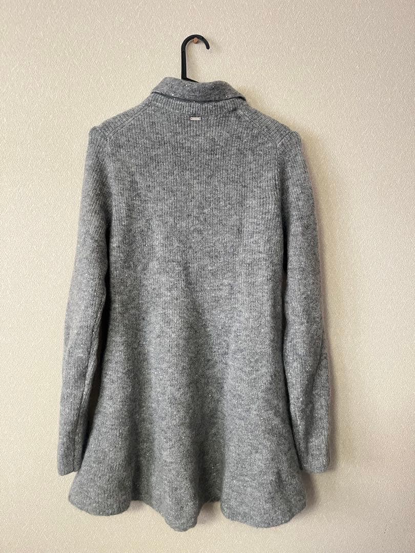 【美品】Mila Owen襟付きペプラムニットミニワンピース グレー Sサイズ