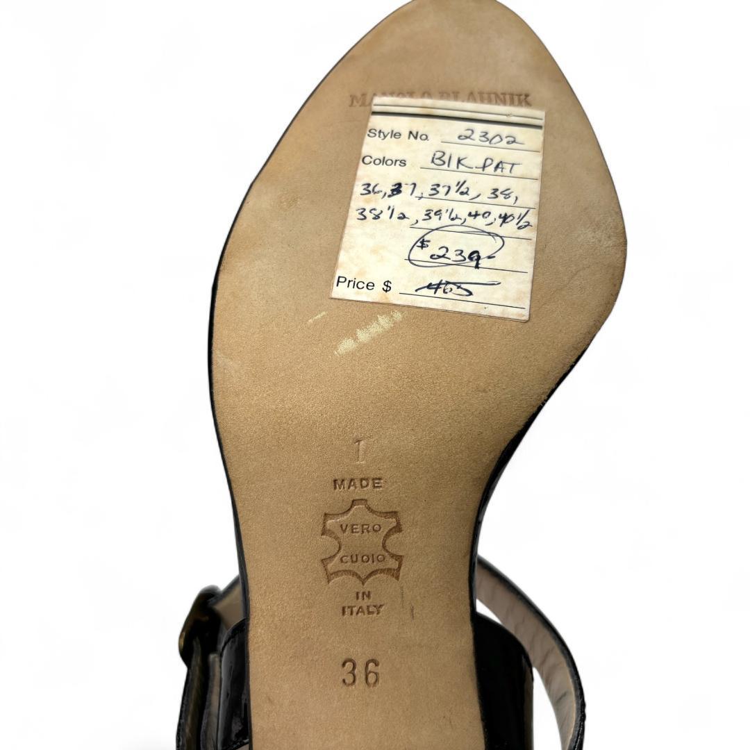 映画の主人公に！マノロブラニク アンクルストラップサンダル 黒 36 23cm