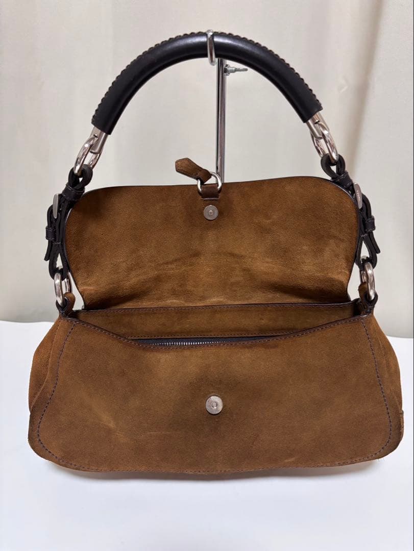PRADA プラダ スウェード ワンハンドルバッグ ハンドバッグ ブラウン