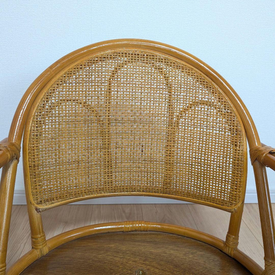 【未使用】 ラタン　回転座椅子　ロータイプ　1脚 ベージュ クッション