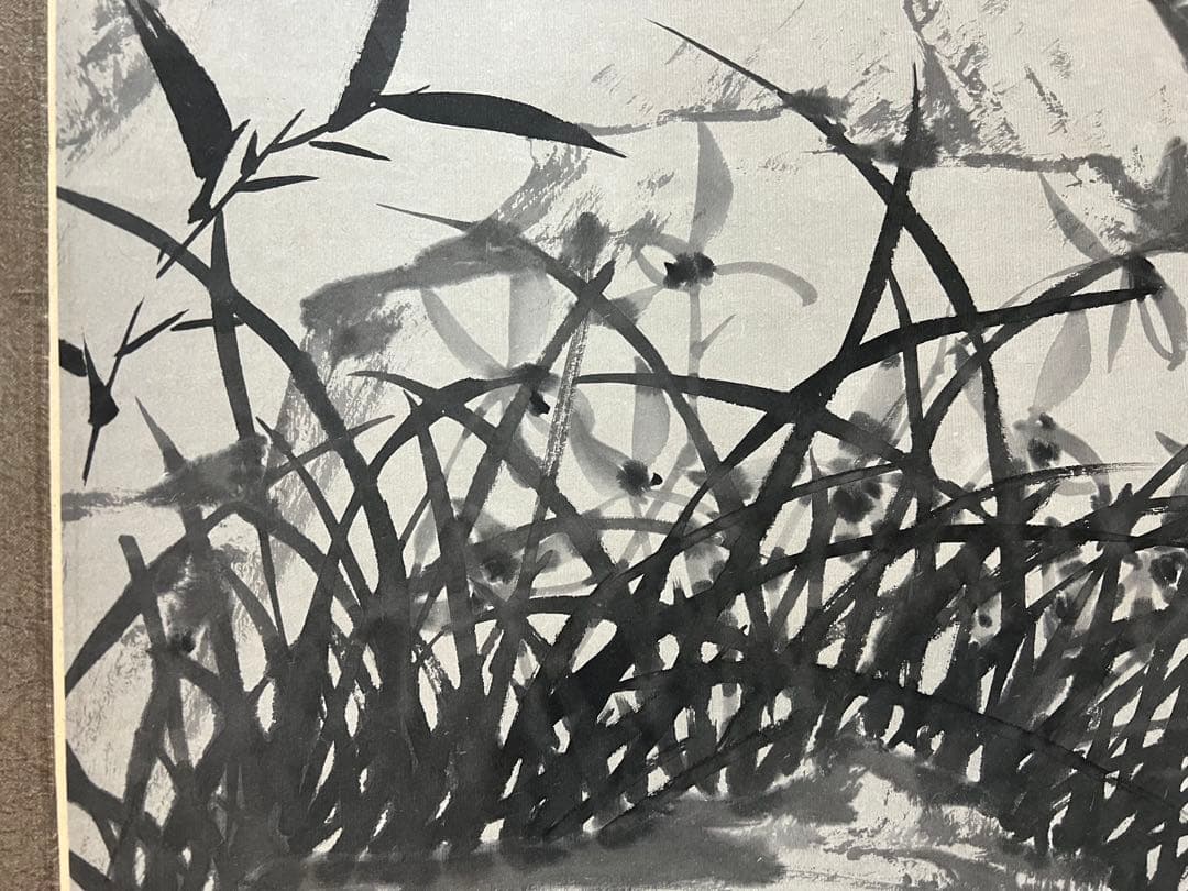 中国美術 模写 鄭板橋［石竹蘭図］紙本　肉筆　掛け軸！