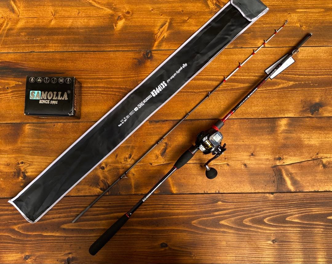 ジギングロッド　デジタルカウンター付きリール　スパイラル　パワーハンドル　船釣り