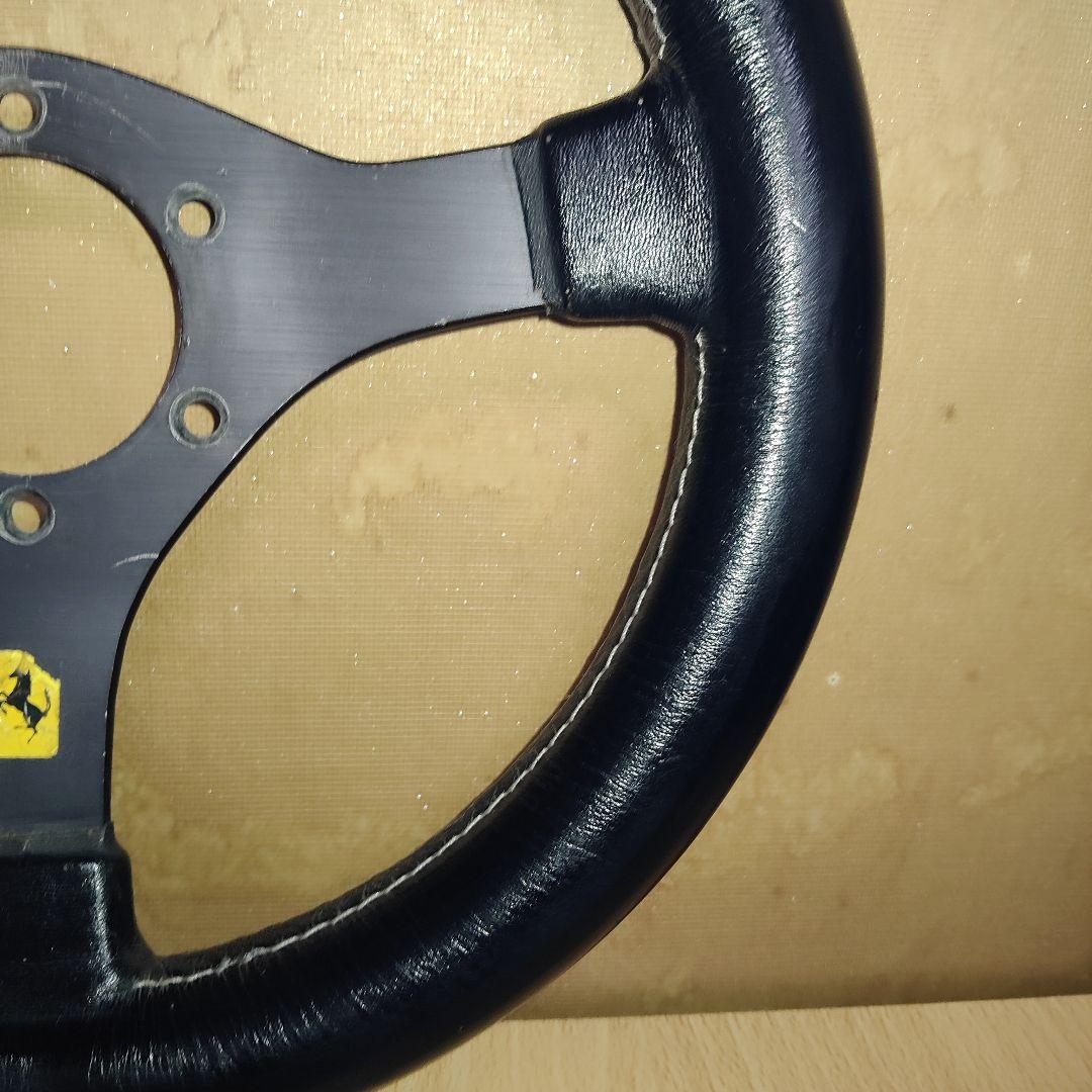 当時物3スポークフェラーリ レザー ステアリングホイール30パイ