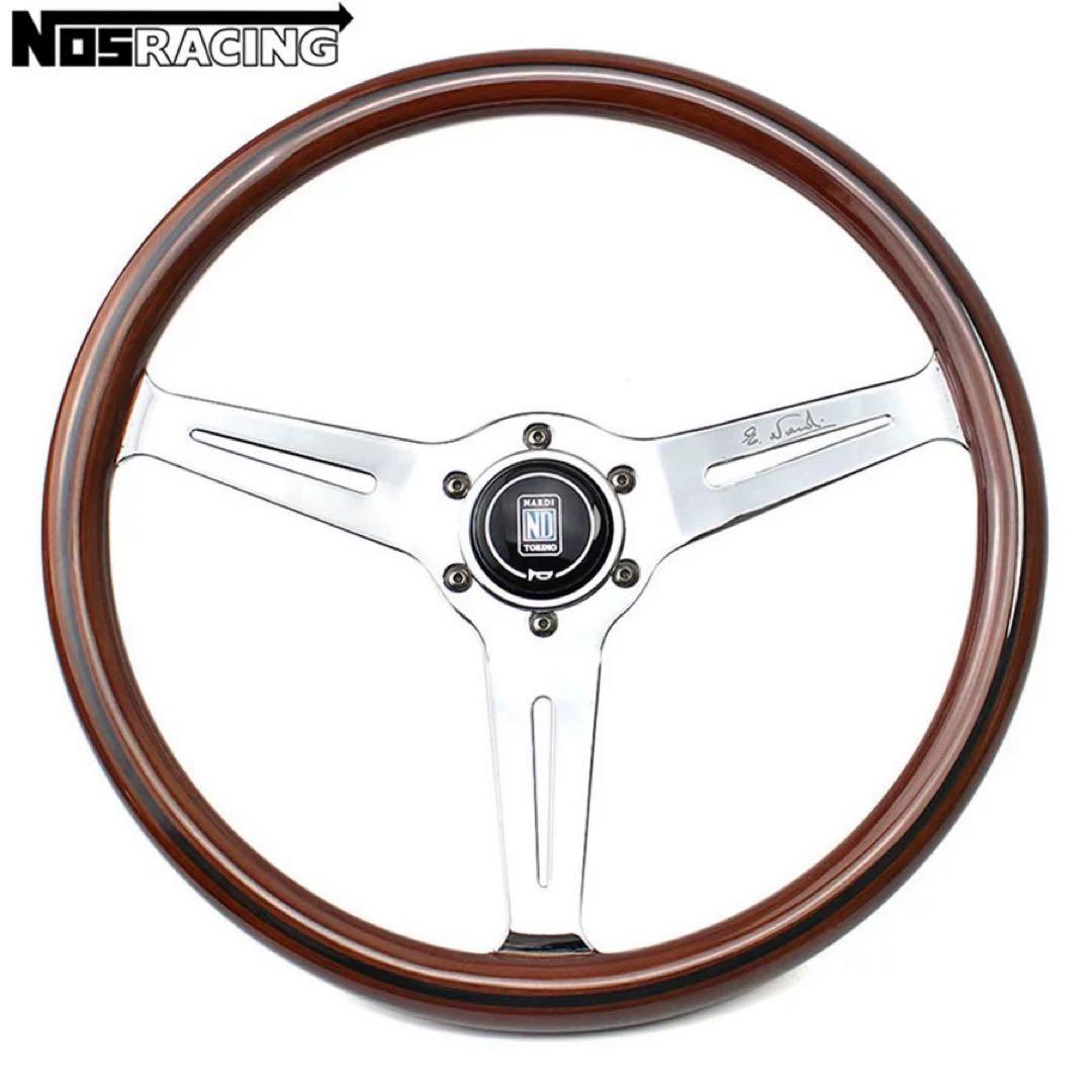 Nardi 14インチ クラシック ステアリング ホイール ウッド調 ポリッシュ