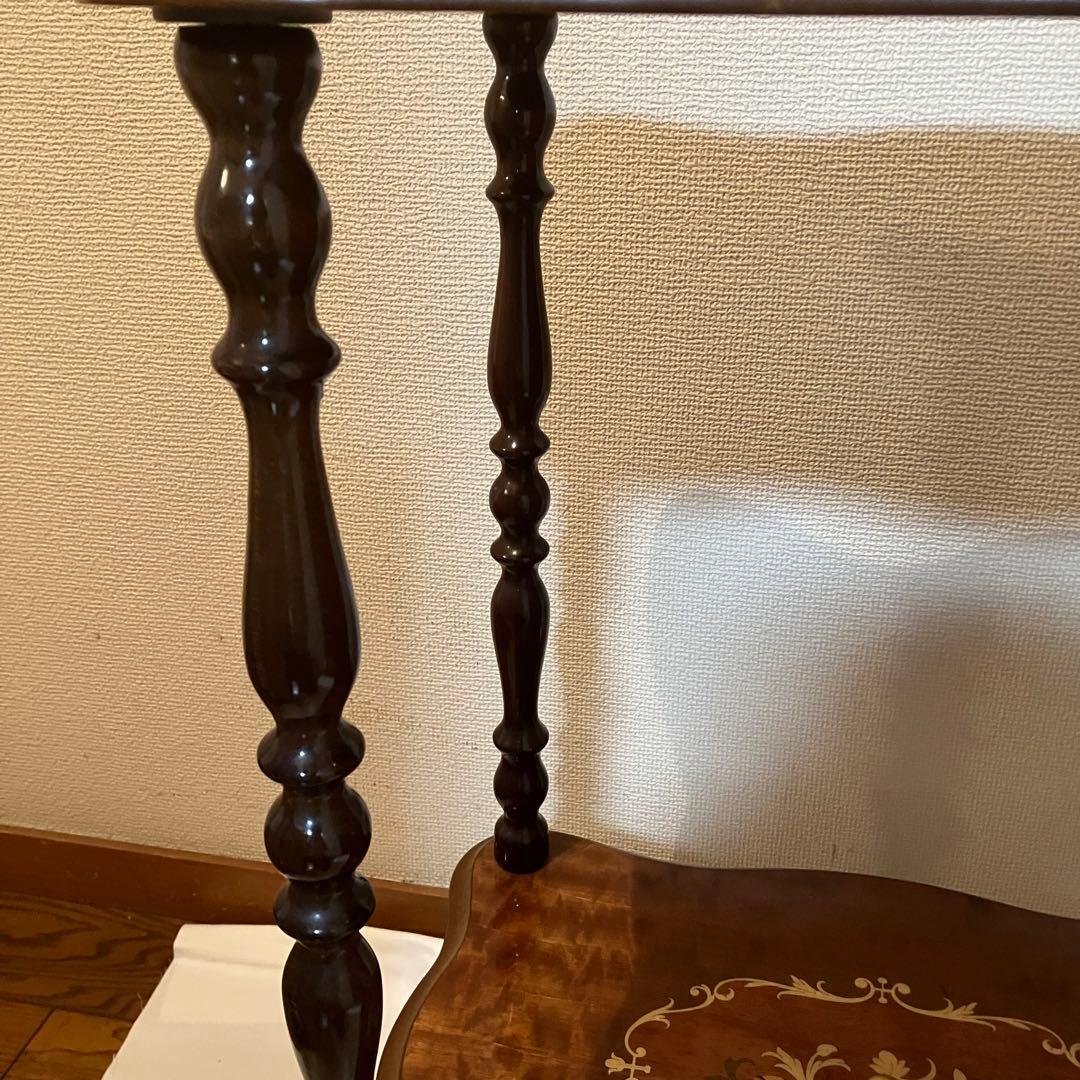 イタリア製 花柄 木製コンソールテーブル サイドテーブル