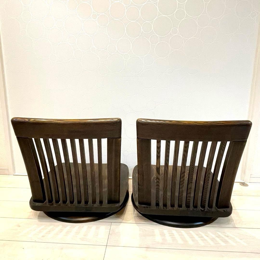 【良品】木下家具 回転式 座椅子 和モダン 2脚セット 天然タモ材 スツール