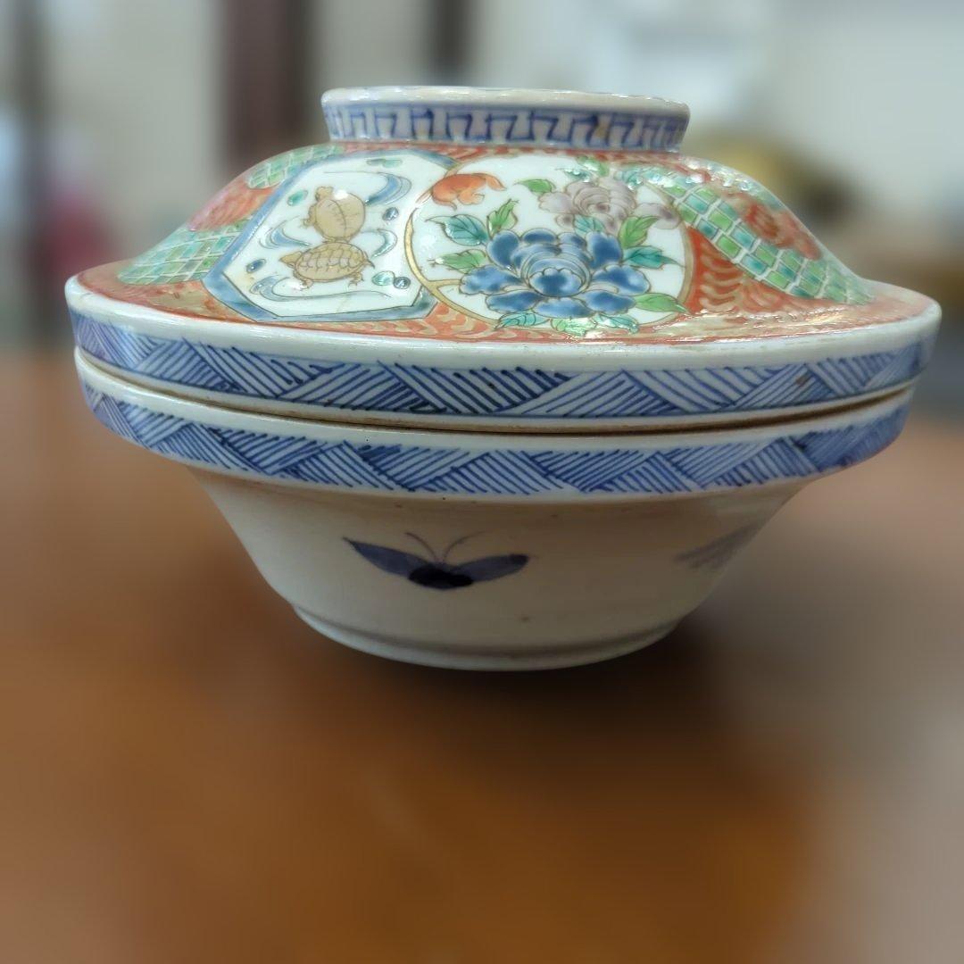 荒木真弓　骨董　伊万里　古伊万里　大平　蓋付き　陶器　器