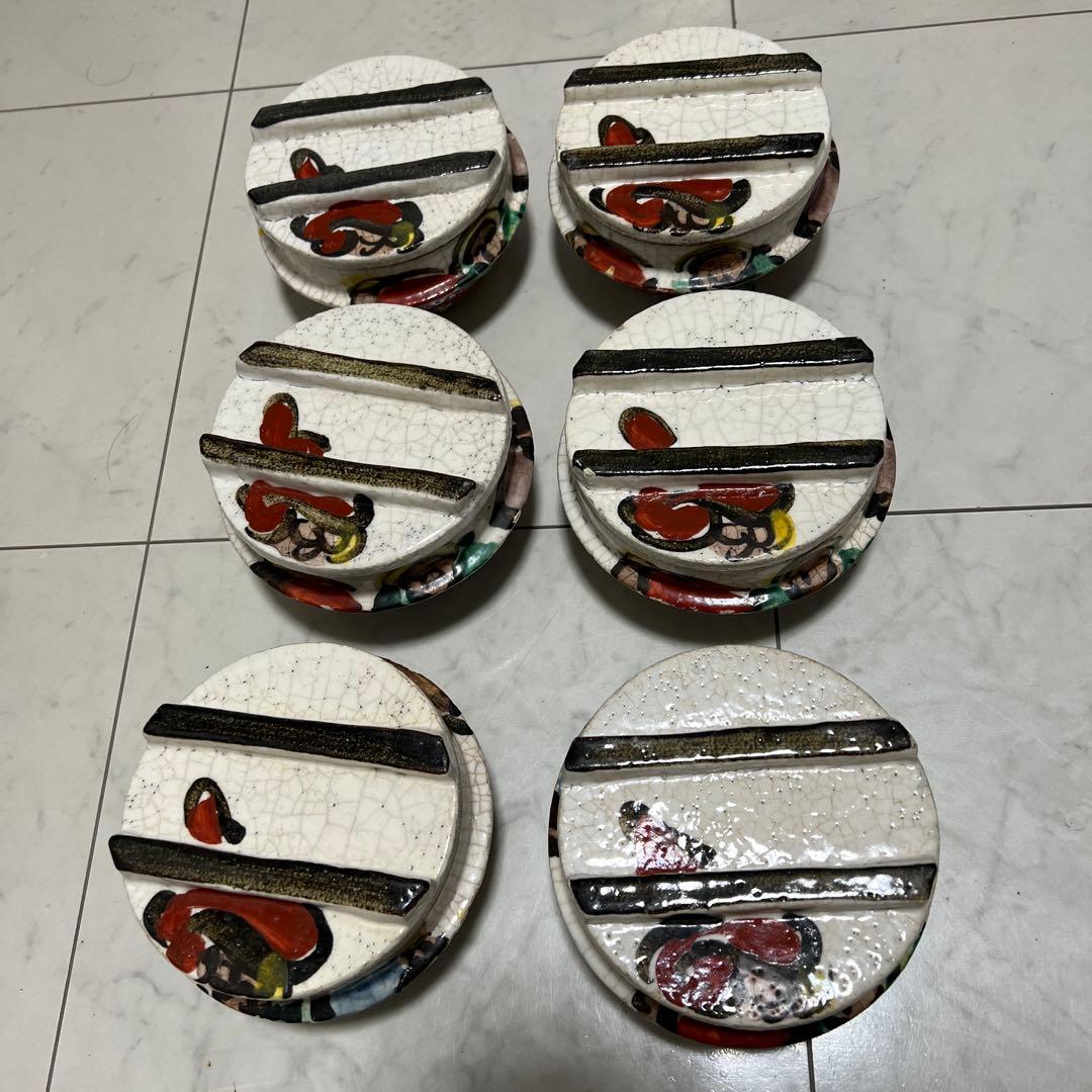 乾山　京焼　達磨　釜型　色絵　6客セット　アンティーク　骨董　尾形乾山　向付