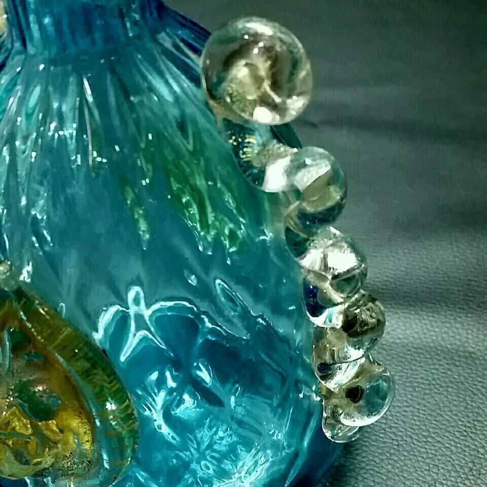 MURANO GLASS ムラノ ブルー ライオン モチーフ 装飾 デカンタ