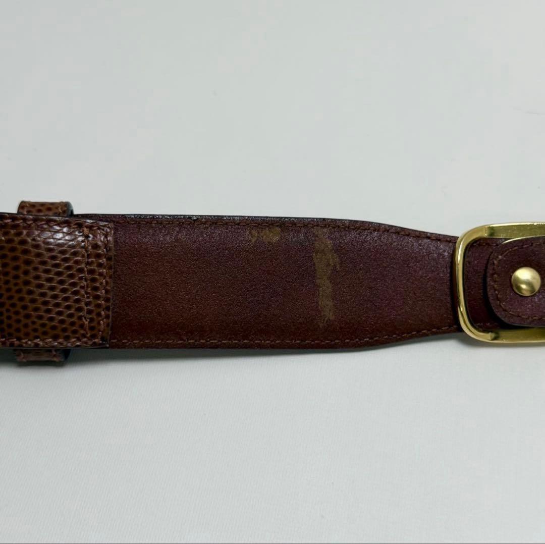 フェラガモ ベルト ヴァラリボン レザー ゴールド金具 ブラウン