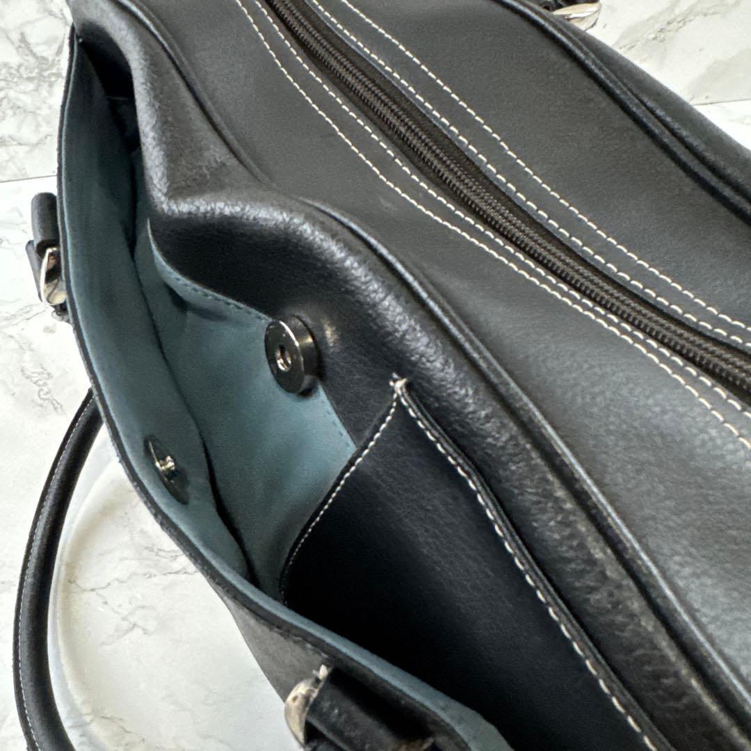 HAMANO ハマノ 本革 オイルドレザー セミショルダー ハンドバッグ 黒