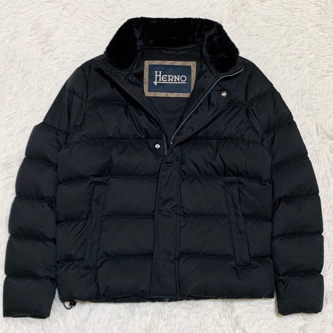 【未使用】ヘルノ ダウン ボンバージャケット アレンデール フェイクファ黒 48