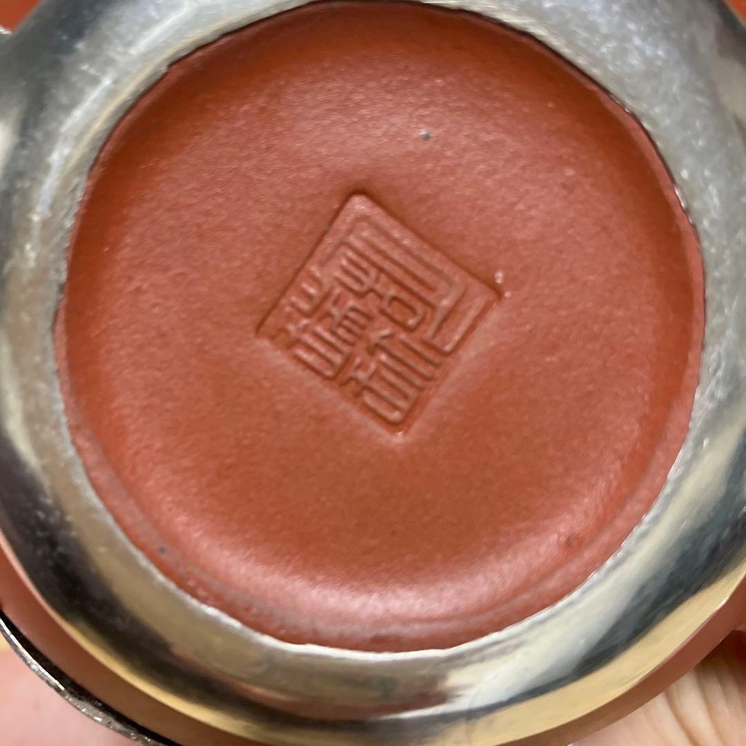 中国美術　紫粘土茶壺（急須の意）ピューター鋳